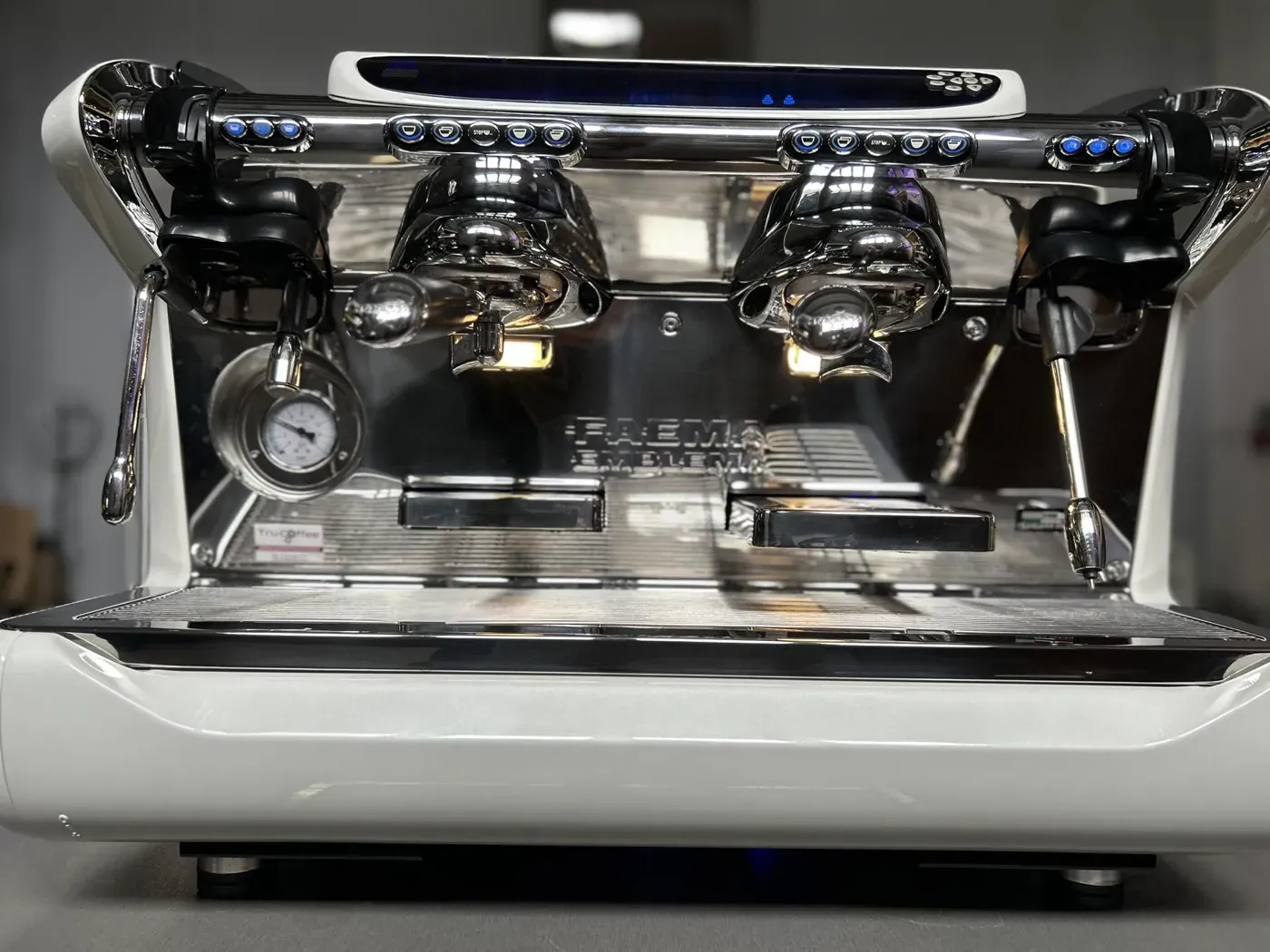 FAEMA Emblema 2 Groups - Portafilter Espresso Machine White-Blue