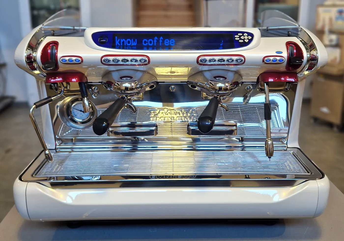 FAEMA Emblema 2 groups - Portafilter white coffee machine